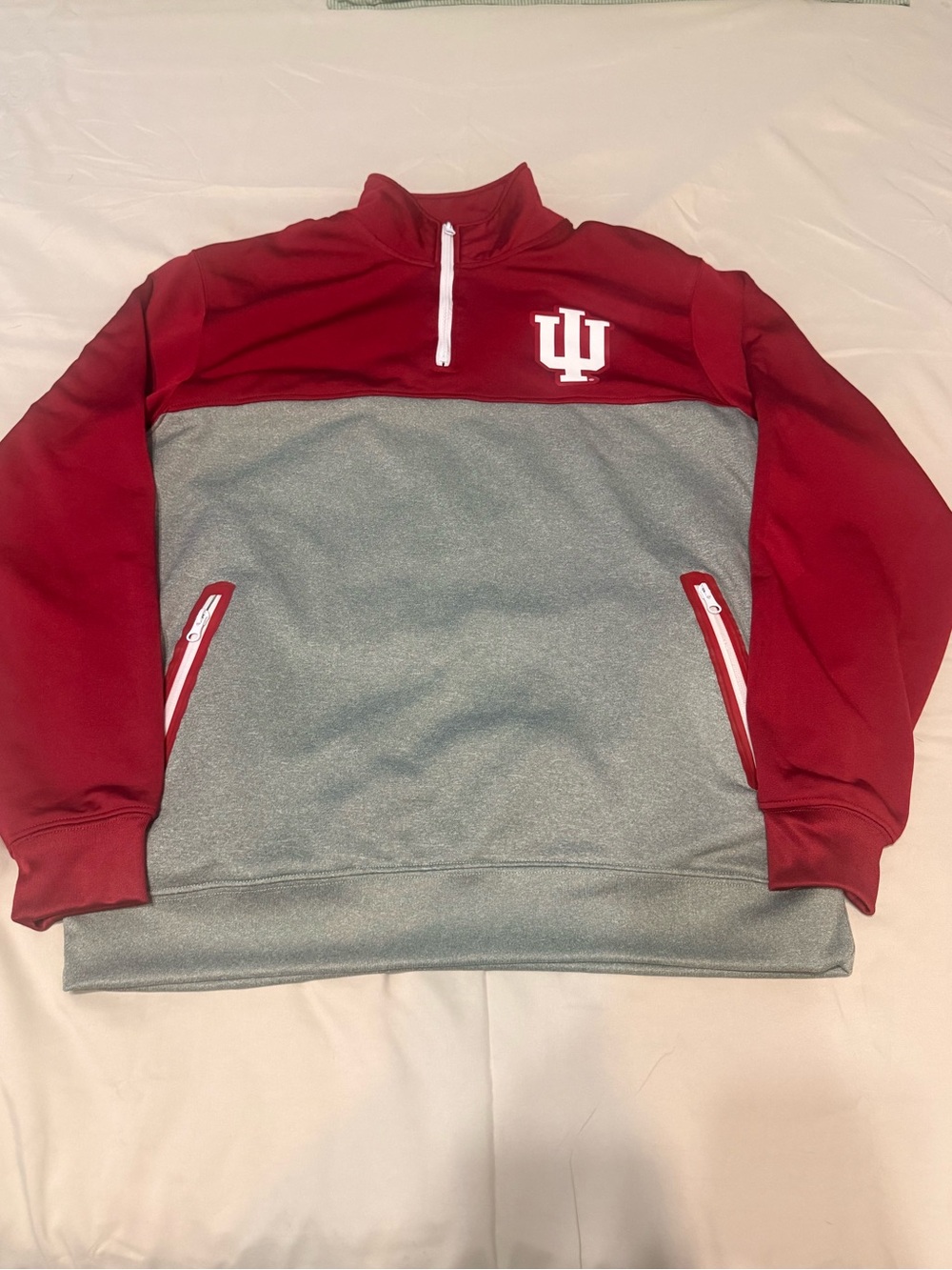 NCAA IU football 🏈 Indiana University Red & Gray Quarter-Zip Pullover size L